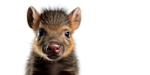 Fototapeta premium Cute baby boar isolated on a white background. Generative AI