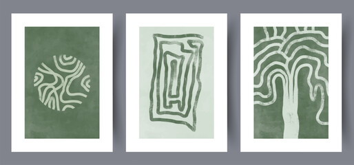 Abstract lines artistic ornament wall art print. Printable minimal abstract lines poster. Contemporary decorative background with ornament. Wall artwork for interior design. Bundle, collection.