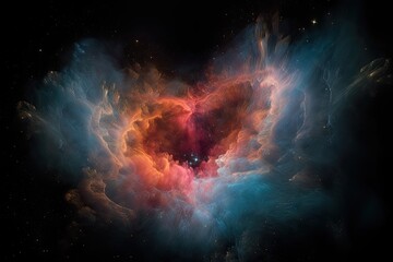 Fototapeta na wymiar heart-shaped nebula with colorful and dramatic details, created with generative ai