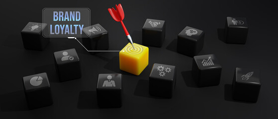 Brand Loyalty Marketing Branding Office Working Accounting Concept. 3d illustration