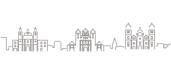 Tegucigalpa Dark Line Simple Minimalist Skyline With White Background