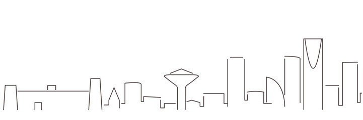 Riyadh Dark Line Simple Minimalist Skyline With White Background