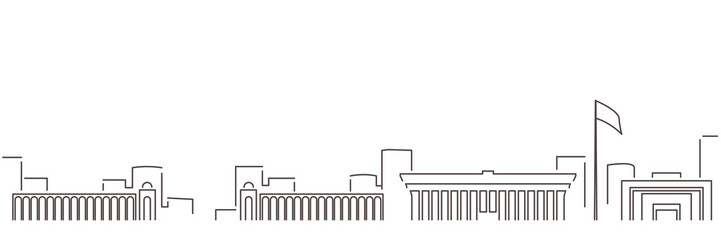 Bishkek Dark Line Simple Minimalist Skyline With White Background