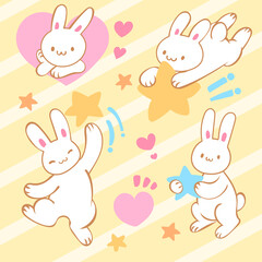 set of easter rabbits cute joyful