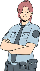 Smiling woman guard in uniform