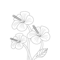 Flower Drawing Coloring Page For Adults Line Art Vector