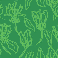 Green Abstract Floral Seamless Pattern Design