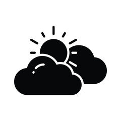 Sun with clouds denoting concept vector of weather in trendy style, premium icon