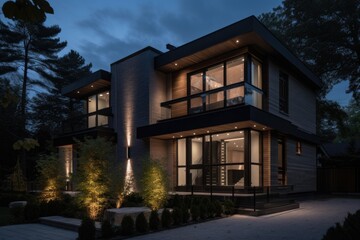 Fototapeta premium smart home with automated lighting and climate control, powered by artificial intelligence, created with generative ai