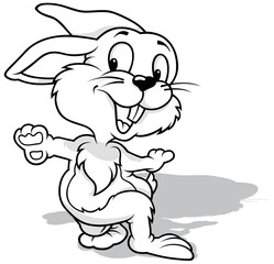 Drawing of an Adorable Bunny Dancing on the Ground