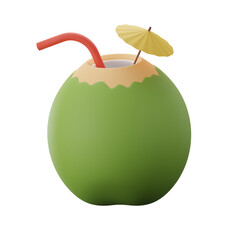 Coconut Drink Beach Summer 3D Illustrations