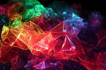 Glowing cristals on bokeh background. Generative AI 1