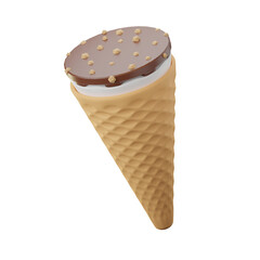 Ice Cream Cone Choco Vanilla  3D Illustrations