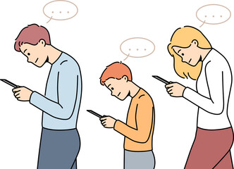 Parents with child addicted to smartphones