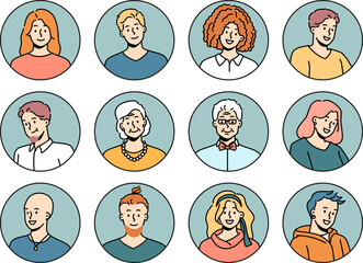 Set of diverse people avatars