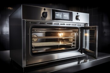 beautifully designed and modern commercial oven with sleek touch screen controls, created with generative ai