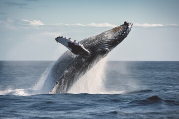 a humpback whale breaching in the ocean, created with generative ai