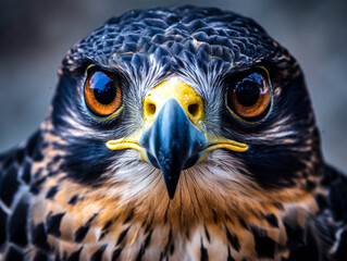 Close-up of Peregrine Falcon (Falco peregrinus), generative AI illustration