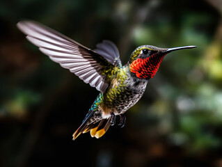 Fototapeta na wymiar A Hummingbird in nature (Trochilidae family), generative AI illustration