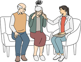 Doctor helping senior woman with memory loss