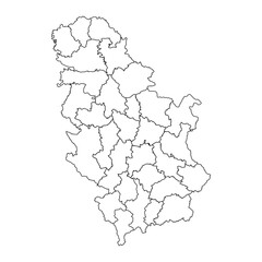 Serbia map with administrative districts. Vector illustration.