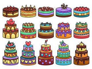 Hand drawn Birthday Cake Clipart Illustration
