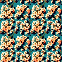 Seamless floral pattern, tileable, Generative AI