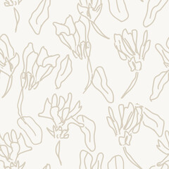 Neutral Colour Abstract Floral Seamless Pattern Design
