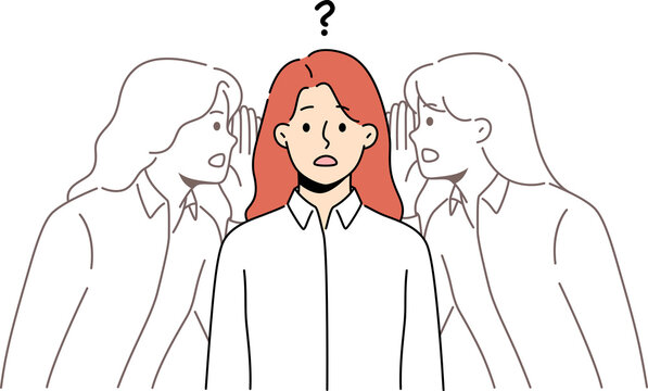 Confused woman listen to inner voices