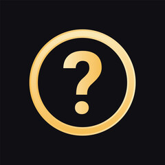 Golden question mark vector icon
