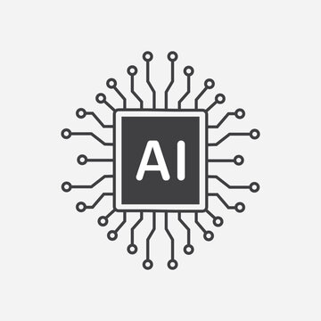 Artificial intelligence AI processor chip vector icon symbol for graphic design, logo, web site, social media. vector
