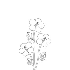 Hibiscus Flower Coloring page Hand Drawn Vector Sketch Line Art 