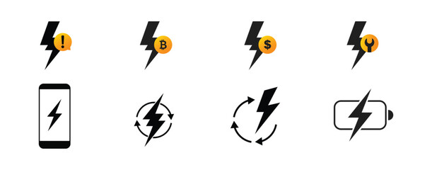 Battery icon set. battery charge level. battery Charging icon