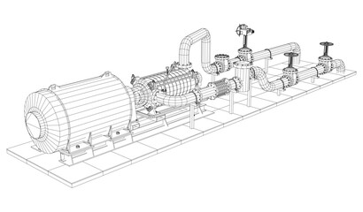 Vector illustration of pumping unit oil industry. Created illustration of 3d.