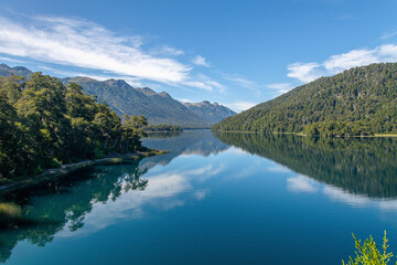 Lago Correntoso, a hidden gem in Argentina, charms with its clear waters and the soothing sound of its gentle current