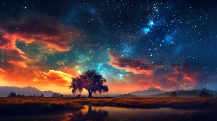Obraz na płótnie Canvas Beautiful Celestial Sky In Dreamy Fantasy