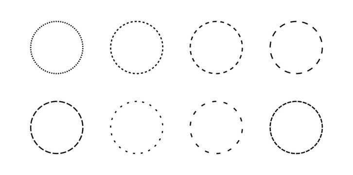 dotted line circle vector frame