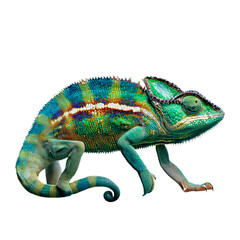 Chameleon on a white background. Generative Ai	