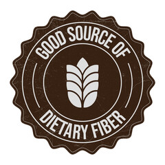 Rich Source Of Dietary Fiber, High Protein Food, High Protein Diet Emblem, Badge, Seal, Stamp, Rubber, Sticker, Logo, Label, Packaging Design, Patch Vector Illustration