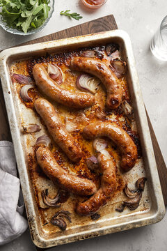 grilled Toulouse sausage and onion