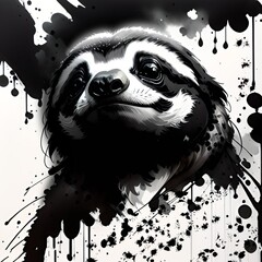 Generative AI Cute Sloth with paint over it
