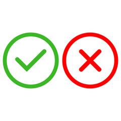 Decision making icons for yes and no voting. Vector illustration isolated on white background.