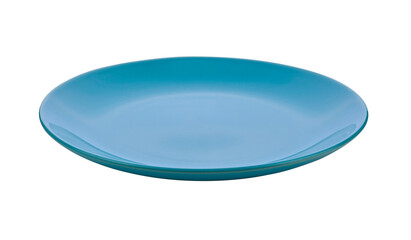 blue ceramic plate on transparent png.