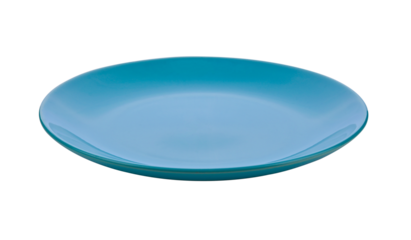 blue ceramic plate on transparent png.