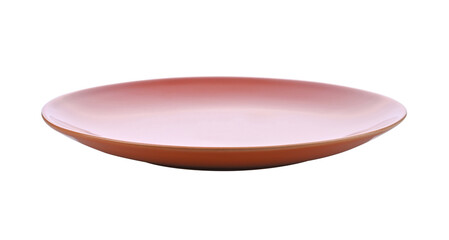 Orange ceramic plate on transparent png.