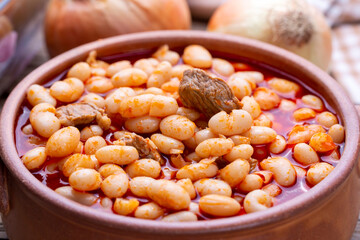 Turkish foods; dried bean, Beans with minced meat (kuru fasulye)