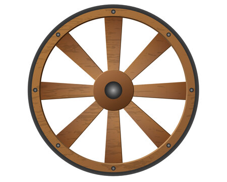Wooden wheel vector 3d realistic