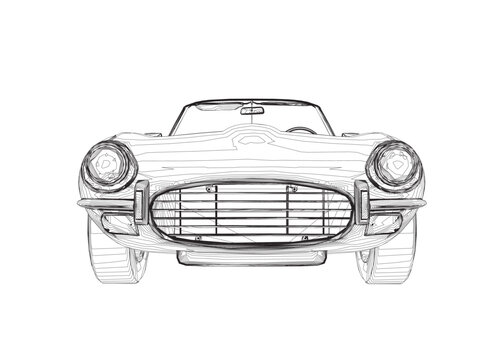 recommend clip art: Luxury convertible car. Coloring pages for adults drawing. Line art picture. Car cabriolet with outlines. Vector illustration vehicle. Black contour sketch illustrate Isolated on white background..