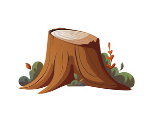 Stump. Camping, traveling, trip, hiking, camper, nature, journey, campsite elements. Isolated vector illustration.