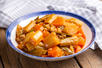 Turkish Food Leek with Olive Oil -Zeytinyagli Pirasa